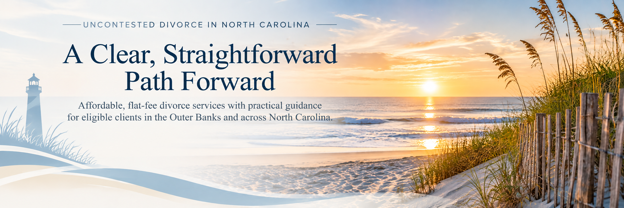 Outer Banks coastal sunrise with uncontested divorce information